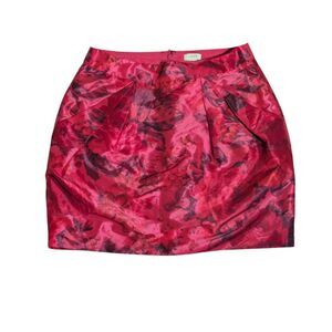 J.Crew Red Pleated Rose Print Mini Skirt